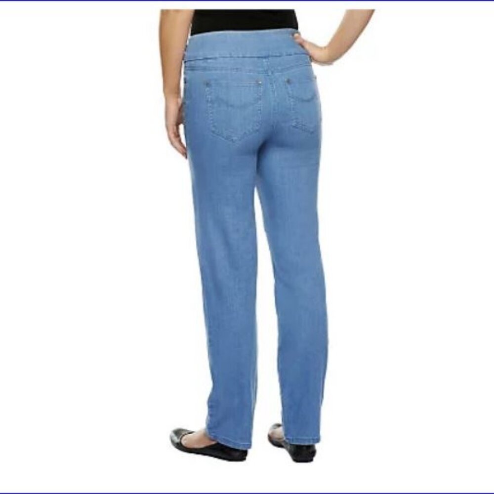 DENIM&CO Regular Perfect Denim Smooth Waist Straight Leg Jeans 16 Coral - Picture 12 of 14